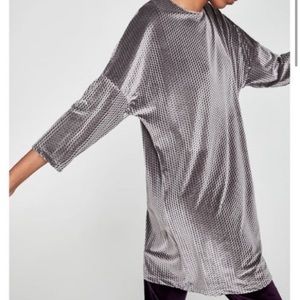 Zara Checkered Velvet Dress w/ Black & Warm Silver tones